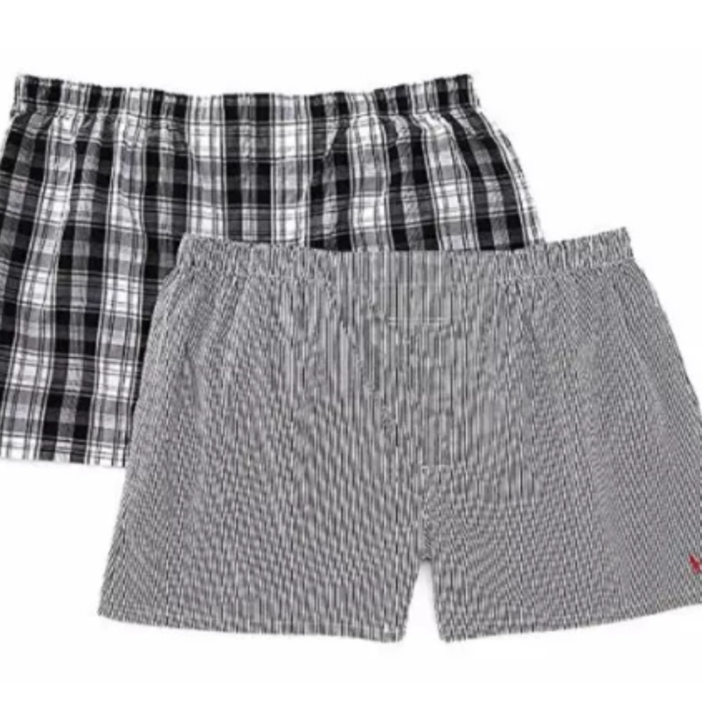2pk ENUINE RALPH LAUREN POLO US 52  BIG & TALL BLACK GRAY WOVEN COTTON BOXERS